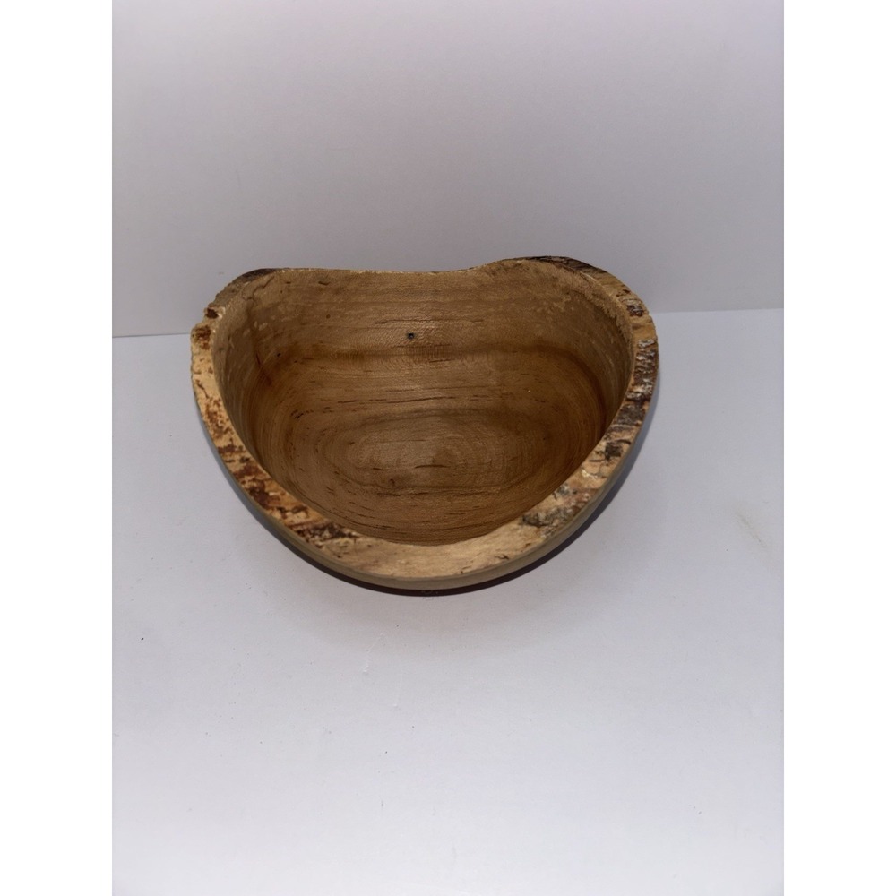 Artisan Signed 2006 Live Edge Wood Bowl 6" Hand Turned Natural Bark Trinket Dish - Picture 2 of 3